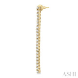 1 1/2 Ctw Single Line Drop Round Cut Diamond Tennis Earrings in 14K Yellow Gold