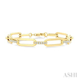 3/4 Ctw Paperclip Link Round Cut Diamond Fashion Bracelet in 14K Yellow Gold