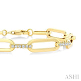3/4 Ctw Paperclip Link Round Cut Diamond Fashion Bracelet in 14K Yellow Gold