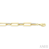 3/4 Ctw Paperclip Link Round Cut Diamond Fashion Bracelet in 14K Yellow Gold