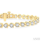 10 Ctw 3 Prong Round Cut Diamond Tennis Bracelet in 14K Yellow Gold
