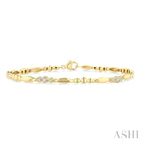 1/4 Ctw Marquise & Trio Circular Mount Round Cut Diamond Fashion Bracelet in 10K Yellow Gold