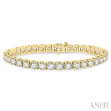 12 Ctw Square Shape Round Cut Diamond Tennis Bracelet in 14K Yellow Gold