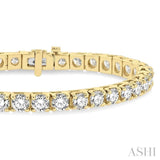 12 Ctw Square Shape Round Cut Diamond Tennis Bracelet in 14K Yellow Gold