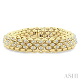 1 1/4 Ctw Bold Weave Round Cut Diamond Fashion Bracelet in 14K Yellow Gold