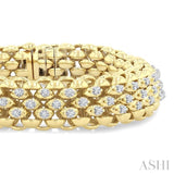 1 1/4 Ctw Bold Weave Round Cut Diamond Fashion Bracelet in 14K Yellow Gold