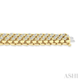 1 1/4 Ctw Bold Weave Round Cut Diamond Fashion Bracelet in 14K Yellow Gold