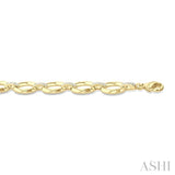 1/10 Ctw Bold Oval Link Round Cut Diamond Fashion Bracelet in Yellow Gold Vermeil