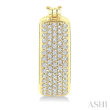 3/4 Ctw Five-Row Pave Set Round Cut Diamond Fashion Huggies in 14K Yellow Gold