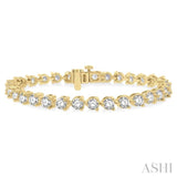 9 Ctw 3 Prong Round Cut Diamond Tennis Bracelet in 14K Yellow Gold