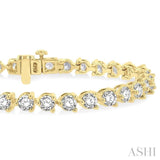 9 Ctw 3 Prong Round Cut Diamond Tennis Bracelet in 14K Yellow Gold