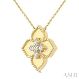 1/5 Ctw Floral Medallion Round Cut Diamond Fashion Pendant With Chain in 10K Yellow Gold