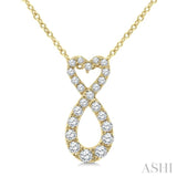1/4 Ctw Heart Shape Round Cut Diamond Infinity Fashion Pendant With Chain in 10K Yellow Gold