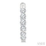 2 Ctw Inside & Out Round Cut Diamond Fashion Hoop Earring in 14K White Gold