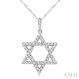 1/2 Ctw Star Of David Round Cut Diamond Fashion Pendant With Chain in 14K White Gold