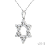 1/2 Ctw Star Of David Round Cut Diamond Fashion Pendant With Chain in 14K White Gold