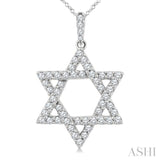 1/2 Ctw Star Of David Round Cut Diamond Fashion Pendant With Chain in 14K White Gold
