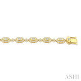 2 Ctw Hexagon Shaped Link Baguette and Round Cut Diamond Fashion Bracelet in 14K Yellow Gold