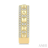 1/4 Ctw Bold Pyramid Accent Round Cut Diamond Fashion Hoop Earrings in 10K Yellow Gold