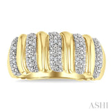 1/10 Ctw Bold Ribbed Swirl Round Cut Diamond Pirouette Fashion Wide Band in Yellow Gold Vermeil