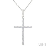 1/10 Ctw Cross Round Cut Diamond Fashion Pendant With Chain in 10K White Gold