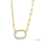 1/10 Ctw Paperclip Round Cut Diamond Fashion Pendant With Chain in Yellow Gold Vermeil