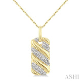 1/10 Ctw Bold Ribbed Swirl Round Cut Diamond Fashion Pendant With Chain in Yellow Gold Vermeil