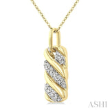 1/10 Ctw Bold Ribbed Swirl Round Cut Diamond Fashion Pendant With Chain in Yellow Gold Vermeil