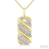1/10 Ctw Bold Ribbed Swirl Round Cut Diamond Fashion Pendant With Chain in Yellow Gold Vermeil