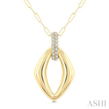 1/4 Ctw Open Window Marquise Shape Round Cut Diamond Aeris Gold Fashion Pendant With Chain in 14K Yellow Gold