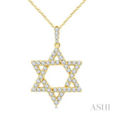 1/2 Ctw Star Of David Round Cut Diamond Fashion Pendant With Chain in 14K Yellow Gold