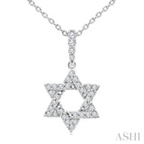 1/6 Ctw Star of David Round Cut Diamond Fashion Pendant With Chain in 10K White Gold
