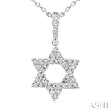 1/6 Ctw Star of David Round Cut Diamond Fashion Pendant With Chain in 10K White Gold