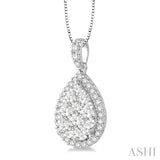 1 Ctw Pear Shape Diamond Lovebright Pendant in 14K White Gold with Chain