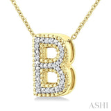1/20 Ctw Bubble Accent Initial 'B' Round Cut Diamond Fashion Pendant With Chain in Yellow Gold Vermeil