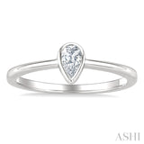 1/5 Ctw Bezel Set Pear Cut Diamond Fashion Ring in 14K White Gold