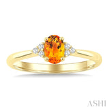 1/20 Ctw Oval Cut 6X4 MM Citrine and Round Cut Diamond semi-precious Ring in 10K Yellow Gold