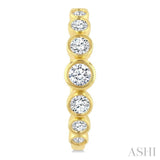 1 Ctw Graduated Bezel Set Round Cut Diamond Fashion Hoop Earrings in 14K Yellow Gold