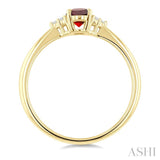 1/20 Ctw Oval Cut 6X4 MM Garnet and Round Cut Diamond semi-precious Ring in 10K Yellow Gold