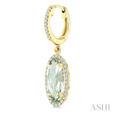 12X5 MM Evoque Gemstones Oval Shape Green Amethyst and 1/3 Ctw Round Cut Diamond Semi-Precious Earrings in 10K Yellow Gold