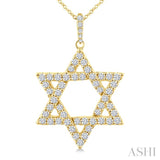3/4 Ctw Star of David Round Cut Diamond Fashion Pendant With Chain in 14K Yellow Gold