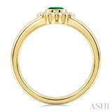 6X4 MM Pear Shape Emerald and 1/6 Ctw Round Cut Diamond Bold Precious Ring in 10K Yellow Gold