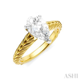 1/20 Ctw Pear Shape Round Cut Diamond Akari Wheat Shank Semi-Mount Engagement Ring in 14K Yellow and White Gold