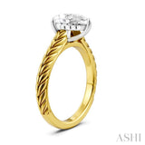 1/20 Ctw Pear Shape Round Cut Diamond Akari Wheat Shank Semi-Mount Engagement Ring in 14K Yellow and White Gold