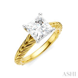 1/20 Ctw Princess Shape Round Cut Diamond Akari Wheat Shank Semi-Mount Engagement Ring in 14K Yellow and White Gold
