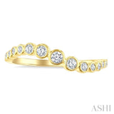 1/3 Ctw Bezel Set Round Cut Diamond Wave Fashion Ring in 14K Yellow Gold