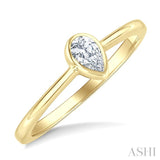 1/5 Ctw Bezel Set Pear Cut Diamond Fashion Ring in 14K Yellow Gold