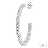 1/3 Ctw French Pave Set Round Cut Diamond Fashion Half Hoop Earring in 14K White Gold