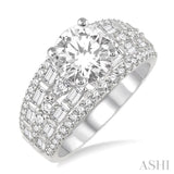 1 1/3 Ctw Diamond Semi-Mount Engagement Ring in 14K White Gold