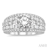 1 1/3 Ctw Diamond Semi-Mount Engagement Ring in 14K White Gold
